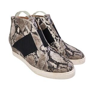Linea Paolo Womens Amber II Low Wedge Sneakers Size 9.5 Leather Snake Print Mid